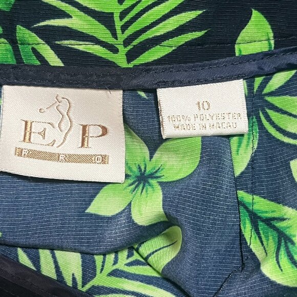 EP PRO Women Golf Skort Skirt 10 Blue Green Turtles Leafs Stretch Zipper Button - Picture 2 of 6